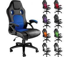 TecTake 403466 Sedia da gaming e da ufficio con sedile avvolgente (nero/blu)