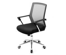 SONGMICS Sedia da Ufficio Girevole, Sedia da Scrivania a Rete, Altezza Regolabile, Inclinazione ad Ondeggiamento, Max Portata 110 kg, per Studio Ufficio, Grigio e Nero OBN83GY