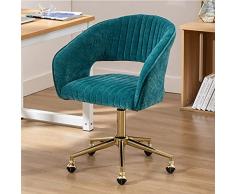 Wahson Sedia da Scrivania Girevole Sedia da Ufficio Imbottita con Schienal Regolabile in Altezza, Poltrona Ufficio in Tessuto per Cameretta/Studio, Blu-Verde