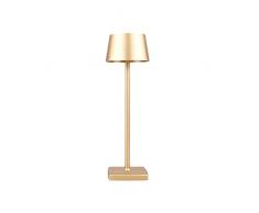 Lampada da tavolo a led ricaricabile,lampada da scrivania senza fili, lampada da tavolo da esterno, grado di protezione IP54, alluminio, dimmerabile, adatta per illuminazione interna/esterna oro