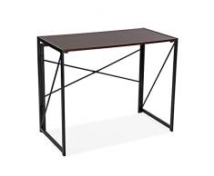 VERSA Jack Scrivania per Computer e Scrittoio Salvaspazio, Piccolo Tavolo da Ufficio, Salotto o Studio di Casa, Pieghevole, Misure (A x L x l) 74 x 45 x 90 cm, Legno e metallo, Colore Marrone