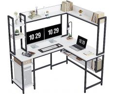 Scrivania per Computer,scrivania per laptop, Scrivania a Forma di L con Hutch, 150x120x144 cm Scrivania for Computer ad Angolo, Grande Scrivania for Home Office con Libreria e Ripiani, Salvaspazio