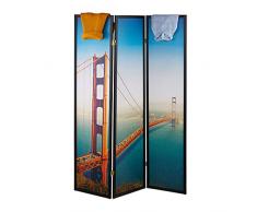 Relaxdays Paravento, Legno e Plastica, 3 Ante, San Francisco, Pannello Divisorio per Interni, HxL:179x132cm, Colorato