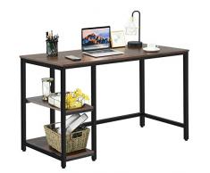 COSTWAY Scrivania per Computer con Telaio in Metallo, Piano Ampio, Ripiani e Cuscinetti Antiscivolo, Scrivainia Moderna e Salvaspazio per Ufficio e Casa, Portata 50 kg (120 x 61 x 75 cm, Marrone)
