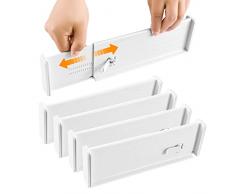 Weigudoc Set di 4 divisori per cassetti, divisori regolabili, per camera da letto, cassettiera, armadio, cassetto ufficio