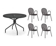 EMU Tavolo Esterno Cambi Diametro 106 CM Art. 804 + 4 POLTRONE Ronda Art. 116 Colore Grigio Antico - Resistente Agenti ATMOSFERICI
