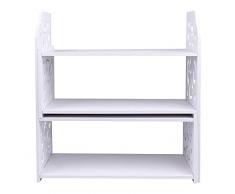 LIXBD Scaffale da tavolo Organizer da scrivania in legno Scaffale da tavolo regolabile Display da tavolo Angolo da lavoro Libreria Mensole per ufficio cucina Bianco
