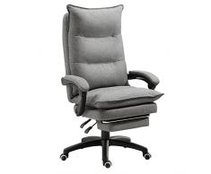 Vinsetto Sedia da Ufficio Ergonomica e Reclinabile con 6 Punti Massaggianti, Altezza Regolabile, Seduta Imbottita e Rotelle, 70x62x120-130 cm, Grigio