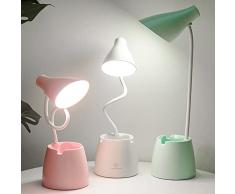 Lampada da Scrivania LED, Luce da Scrivania Rotazione a 360 ° USB Regolabile 3 Modalità di Illuminazione Lampada da Tavolo Bambini per Lavoro, Lettura, Studio, Protegge gli Occhi(Rosa)