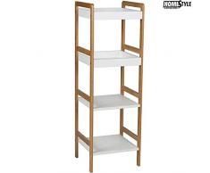 Bakaji Scaffale 4 Mensole Bamboo e MDF Homestyle Cucina Studio Bagno Casa Arredo