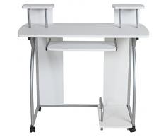 TecTake Scrivania Porta PC Computer Tavolo Ufficio con ripiano tastiera scorrevole bianco