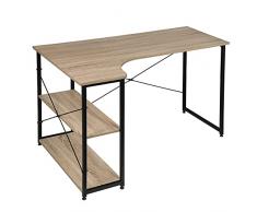 EUGAD Scrivania con Libreria Scrivania con 2 Ripiani per Computer da Studio Ufficio in Legno Design Industriale Legno Chiaro 0073ZZ