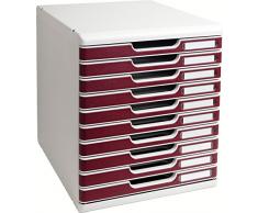Multiform 302012D - Cassettiera da ufficio provvista di 10 cassetti con serratura, per documenti formato A4, colore: Grigio/Bordeaux