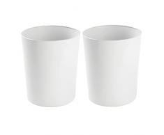 mDesign cestino spazzatura, set da 2 – perfetto sia come cestino portacarte che per la raccolta rifiuti – per cucina, bagno, ufficio, camera – design moderno e capienza ottimale – bianco