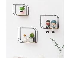 Kamanan Mensola da Muro Mensole Camera da Letto Mensole Soggiorno Mensole Decorative Mensola da Parete Mensola da Muro in Legno e Metallo per Ufficio Camera Soggiorno (nero)