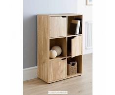 6 cubi MDF Finitura in Rovere Scaffale/3 ante 3 ripiani aperti Libreria ufficio Home Storage