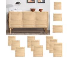 Lechnical Ante a Lamelle 4 pz in Legno Massello di Pino 39,5x39,4 cm,Ante a Lamelle,Lanta per Armadio a Persiana