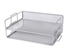 Exerz EX62005 separatore di carta a rete metallica 2 pezzi confezione/scrivania organizer multifunzionale/portafile per ufficio, scuola, studio, cassetto 2 in 1, salvaspazio - Argento
