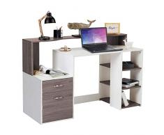 Bakaji Scrivania con Cassetto e Mobiletto Tavolo da Lavoro Porta Pc Computer in Legno Melaminico Arredamento Casa Ufficio Cameretta (Grigio Rovere)