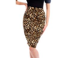 Ro Rox Joan Gonna a Natita Stile Anni 50 Vintage Moderno retrò Ufficio Formale - Leopardo (L)
