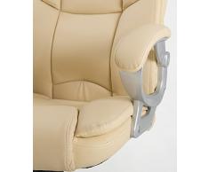 Poltrona regolabile e girevole da Ufficio Presidenziale direzionale ergonomica - Modello Silky in ecopelle colore beige
