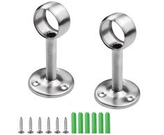 Bastone per Tende Inox Supporto Set di 2 Staffa di Montaggio a Soffitto con 6 Viti e Tubi di Espansione Supporti per Asta Armadio per Bastoni per Tende Armadio Appendiabiti Ufficio Soggiorno Cucina