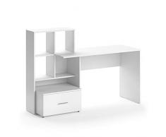Vicco Scrivania computer Tavolo per ufficio Loris bianco PC Scaffale Tavolo da lavoro