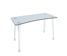 Scrivania Scrittoio Tavolo da Salotto Soggiorno Salone Ufficio in Vetro Temperato Resistente Gambe In Metallo Cromato, Design Elegante Moderno - Luxury Madison - 120 x 74 x 60 Cm Trasparente