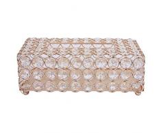 Fydun Scatola di Cristallo Scatola di fazzoletti Decorativi, portaoggetti Rettangolare di Carta velina Artificiale per Bagno/comò/Comodino/scrivania/Tavolo, Argento e Oro(Oro)