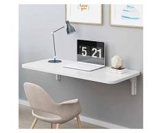 WBBML Scrivania a Scomparsa Scrivania Pieghevole a Muro 2cm Bordi Arrotondati Tavolo Pieghevole Legno for Box Auto, Studia, Cucina (Colore : White, Size : 80x40cm)