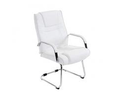 Sedia Cantilever XXL Attila in Similpelle I Sedia Studio Oscillante con Imbottitura E Braccioli I Sedia Ufficio Conferenza Portata 180 kg, Colore:Bianco