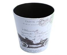 Foxom - Cestino per la carta da ufficio, vintage, in pelle PU, per ufficio, bagno, cucina, camera da letto (motivo auto)