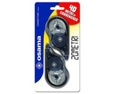 Osama - Bianchetto a Nastro, 2 Pezzi, 20 Metri - Correttore a Nastro Ideale per Cancelleria Scuola, Ufficio e Università - Set Utile per Cartoleria e Cose per la Scuola, Scorrevole e Coprente, Grigio