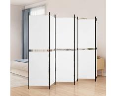 Festnight Divisorio a 6 Pannelli, Pannelli Divisori per Interni, Divisorio per Ambienti, Parete Divisoria per Interni, Paravento da Interno, Bianco 300 x 180 cm Tessuto