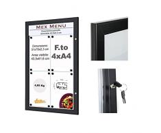 BACHECA DA ESTERNO PORTA MENU STRUTTURA ALLUMINIO COLORE NERO APERTURA A LIBRO - 4xA4