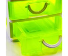 cassettiera minicassetti cassetti scrivania in plastica semitrasparente, scatola portaoggetti, multiuso giallo 4 cassetti