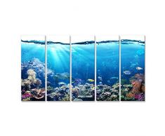 islandburner Quadri Moderni Scena Subacquea con barriera corallina e Pesci Tropicali Stampa su Tela - Quadro x poltrone Salotto Cucina mobili Ufficio casa - Fotografica Formato XXL DYK