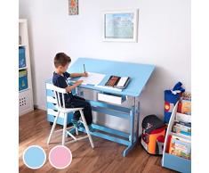 TecTake 400927 Scrivania per bambini regolabile in altezza blu