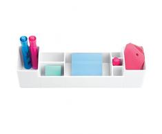mDesign Organizzatore Ufficio e Scrivania - 8 Vani, Bianco