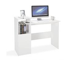 Meerveil Scrivania, Scrivania Ufficio con Libreria Divisori Regolabili per Gioco Casa Ufficio Soggiorno, 110 x 45 x 87 cm, Bianco