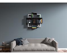 HOMIDEA Bloom Mensola da Muro - Mensola Parete - Mensola Libreria - Scaffale pensile per Studio/Soggiorno in Design Moderno (Nero/Bianco)