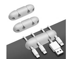 2 Pezzi Organizer per la gestione dei cavi con clip per cavi, ganci adesivi, supporto per cavo per cavi di alimentazione e cavi per accessori di ricarica, cavo per mouse, PC, ufficio e casa