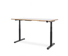 WRK21 PRO Scrivania Regolabile elettronicamente in Altezza, Legno Metallo, Rovere Bianco Naturale di Alta qualità, Nero Opaco, 160 x 80 x 63,5-128 cm