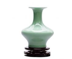 HongLianRiven Creativo Smalto Verde Antico Vaso di Ceramica scrivania tavolino Artigianato Moderno casa Desktop Soggiorno Composizione Floreale (Inviare la Base) 10-26 (Color : B)