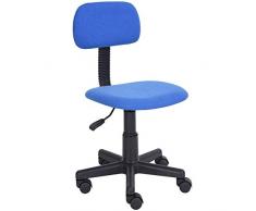 BAKAJI Sedia Poltrona Poltroncina Operativa Con 5 Ruote Piroiettanti Ufficio Cameretta Stanzetta in Tessuto Nero Regolabile Con Schienale Imbottito (Blu)