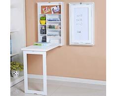 MFLASMF Tavolo Pieghevole a Muro salvaspazio Scrivania Pieghevole, Tavolo da Cucina e da Pranzo Scrivania con Ripiani e Lavagna