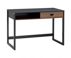 homcom Scrivania per Camera e Ufficio con Ripiano e Cassetto in Legno e Acciaio Stile Industriale, 110x50x76cm, Noce e Nero