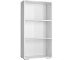 TecTake 800841 Scaffale per Libri con 3x Ripiani, Arredamento da Ufficio, Librerie Verticale, Costruzione Stabile e Sicura, Piastra MDF, Piedi in Plastica (Bianco)