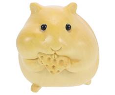 DECHOUS Statuetta Di Criceto Scultura In Legno Figura Cartone Animato Statua Di Animale In Legno Statuette Collezione Per Camera Letto Home Office Scaffale Decor Regalo