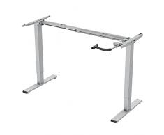 ALLDREI Scrivania regolabile in altezza, telaio del tavolo regolabile a manovella, fino a 121 cm, 70 kg, telaio del sedile a 2 livelli (grigio)
